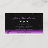 Carte De Visite Violet noir Ombre étincelant Bijoux Initiales tend (Dos)