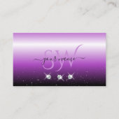 Carte De Visite Violet noir Ombre étincelant Bijoux Initiales tend (Devant)