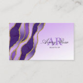 Carte De Visite Violet Or Marbre Agate Cosmetologue Beauté (Devant)