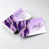 Carte De Visite Violet Or Marbre Agate Cosmetologue Beauté