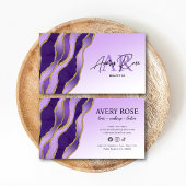 Carte De Visite Violet Or Marbre Agate Cosmetologue Beauté