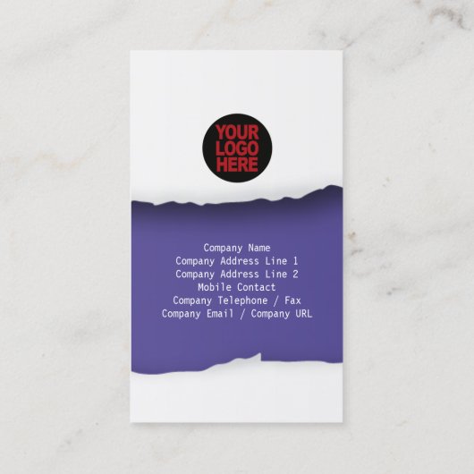 Carte de visite violet papier déchiré (Dos)