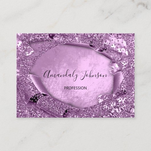 Carte De Visite Violet Parties scintillant Confetti Maquillage Art (Devant)