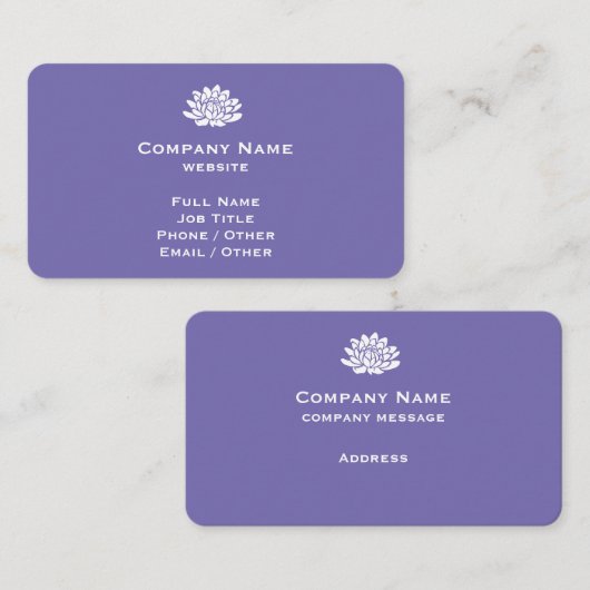 Carte de visite violet personnalisable (Devant / Derrière)