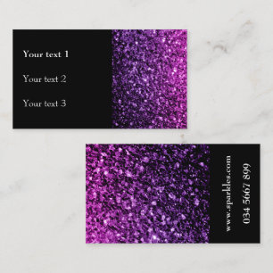 Carte De Visite Violet Rose ombré brillant paillettes et noir