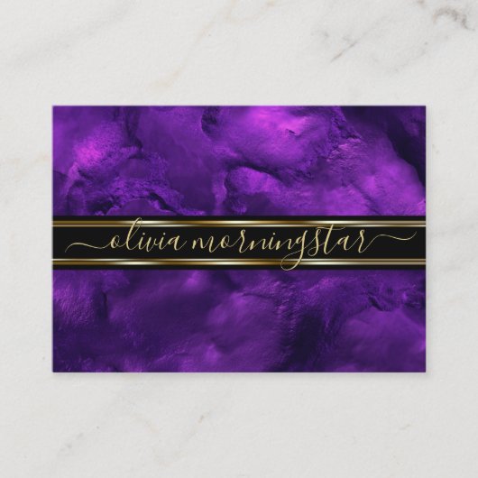 Carte De Visite Violet Royal Abstrait Aquarelle (Devant)
