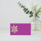 Carte de visite violet RSVP avec éclat d'or (Debout devant)