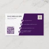 Carte De Visite Violet Simple Formel Code QR Professionnel Moderne (Devant)