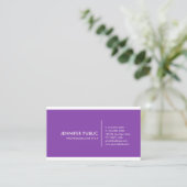 Carte De Visite Violet Simple Moderne Élégant Professionnel (Debout devant)