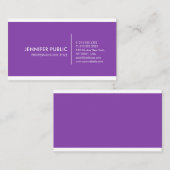 Carte De Visite Violet Simple Moderne Élégant Professionnel (Devant / Derrière)