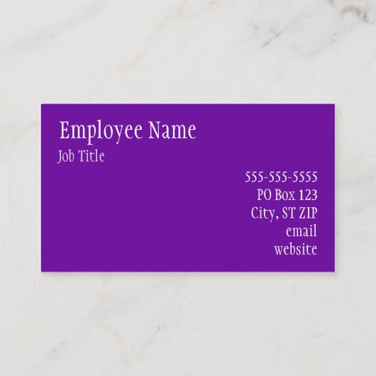 Carte De Visite Violet solide violet violet (Dos)