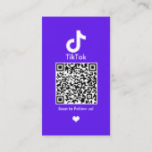 Carte De Visite Violet TikTok Social Media QR Code (Dos)