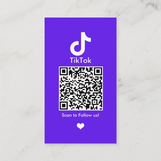 Carte De Visite Violet TikTok Social Media QR Code (Dos)