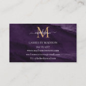 Carte De Visite Violet violet or Agate Géode Monogramme Script (Dos)
