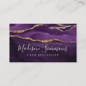 Carte De Visite Violet violet or Agate Géode Monogramme Script (Devant)