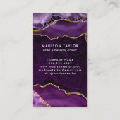 Carte De Visite Violet violet or Parties scintillant marbre Agate  (Dos)