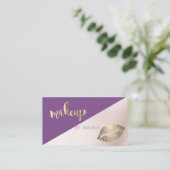 Carte De Visite Violette élégante, lèvres de Parties scintillant (Debout devant)