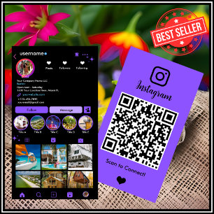 Carte de visite violette pour agent immobilier sur