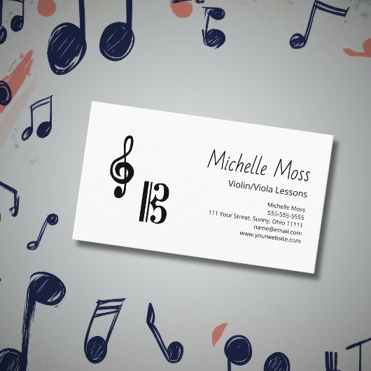 Carte De Visite Violin Viola Lessons Simple Musical Clefs