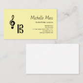 Carte De Visite Violin Viola Lessons Simple Musical Clefs Yellow (Devant / Derrière)