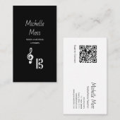 Carte De Visite Violin Viola Music Lessons Black White Simple  (Devant / Derrière)