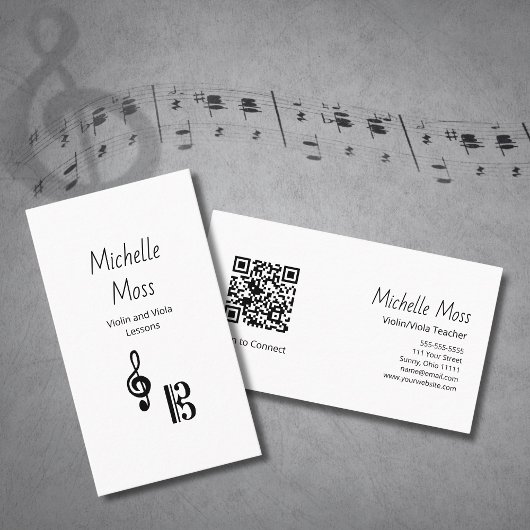 Carte De Visite Violin Viola Professional Music Lessons Simple 