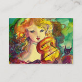 CARTE DE VISITE VIOLINISTE FILLE VIOLIN ET CAT/OR MAGIQUE BUTTERFE (Dos)