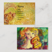 CARTE DE VISITE VIOLINISTE FILLE VIOLIN ET CAT/OR MAGIQUE BUTTERFE (Devant / Derrière)