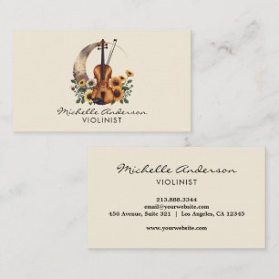 Carte De Visite Violiniste professionnel Violon fleurs musicales