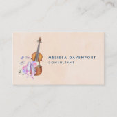 Carte De Visite Violon, Chaussures de Ballet, Fleurs et Papillons (Devant)