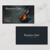 Carte De Visite Violon élégant sur un musicien Arrière - plan fonc (Devant / Derrière)