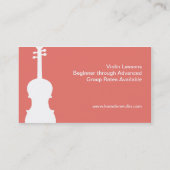 Carte De Visite Violon enseignant Joueur Musique Studio Musicien (Dos)