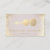 carte de visite violon feuille d'or simulée (Devant)