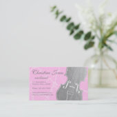 Carte De Visite violon gris sur marbre rose (Debout devant)
