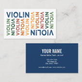 Carte De Visite Violon mignon coloré (Devant / Derrière)