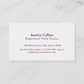 Carte de visite violon moderne rouge foncé (Dos)