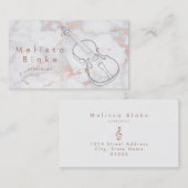 Carte De Visite violon sur marbre rose (Devant / Derrière)
