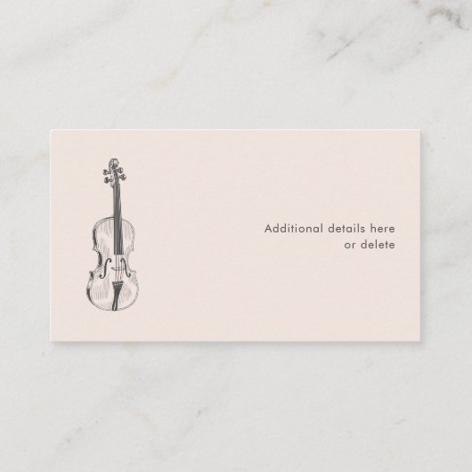 Carte De Visite Violoniste Blush Pink Élégant Script professeur de (Dos)