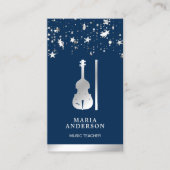 Carte De Visite Violoniste de violon d'argent bleu (Devant)