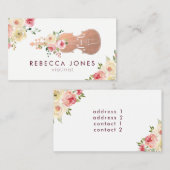 carte de visite violoniste floral aquarelle (Devant / Derrière)