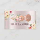 carte de visite violoniste floral aquarelle (Devant)