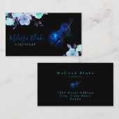 Carte De Visite violoniste floral bleu (Devant / Derrière)