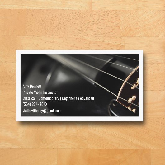 Carte De Visite Violoniste noir de violon blanc Qr Code