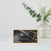 Carte De Visite Violoniste violon noir de code Qr beige (Debout devant)