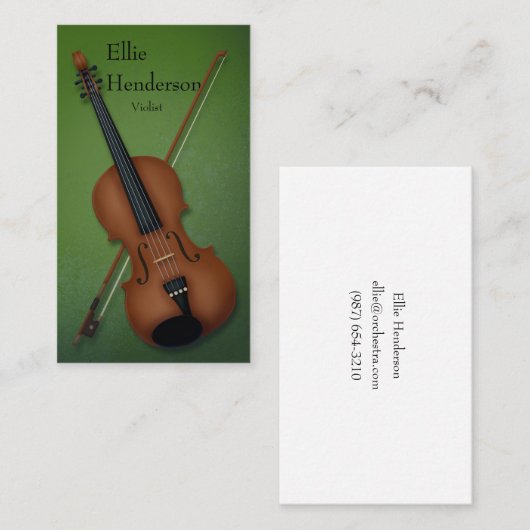 Carte De Visite Violoniste violoniste Enchantant Forêt verte (Devant / Derrière)