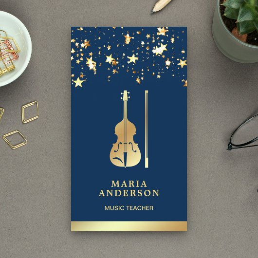 Carte De Visite Violoniste Violoniste Violoniste de Blue Gold Foil