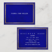 Carte De Visite Vip blanc bleu Aquamarine Cobalt velours doré (Devant / Derrière)