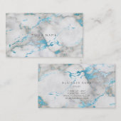 Carte De Visite Vip en marbre bleu gris blanc (Devant / Derrière)
