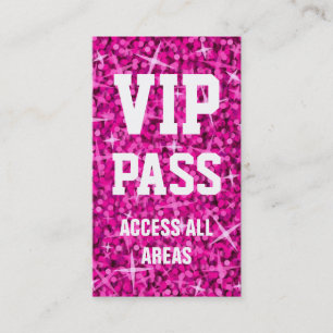 carte de visite "VIP PASS" rose Glitz