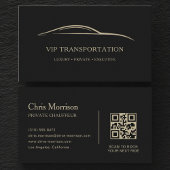 Carte De Visite VIP Transportation QR Code Black & Gold